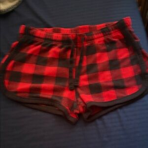 Aeropostale Red and Black Plaid Sleep Shorts